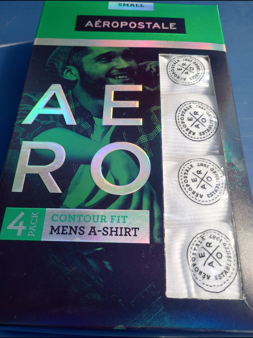 Aeropostale Men's 4-Pack Tank Contour Fit A-Shirts  White Size Small